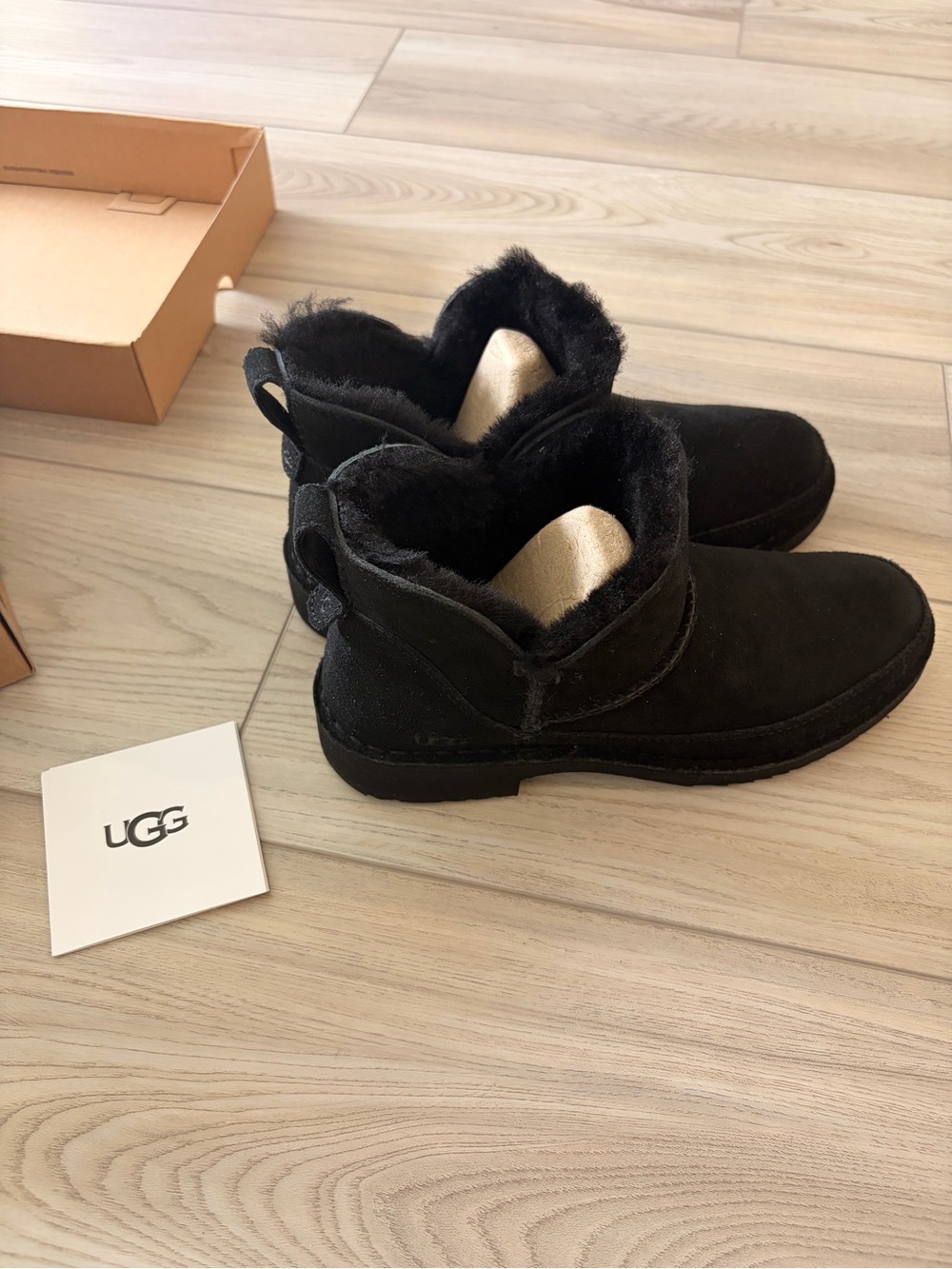 UGG Black Suede Shearling Lined Ankle Boots